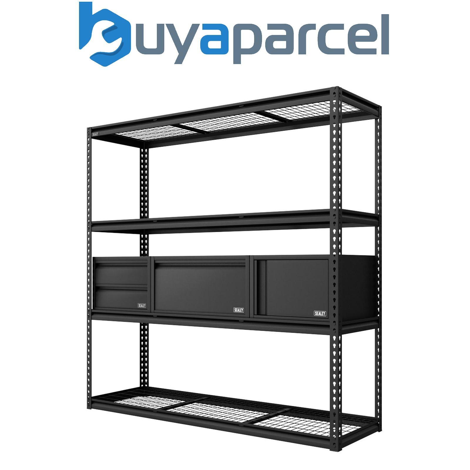 Sealey APMRCOMBO1 Heavy-Duty Modular Racking Kit with 3 Storage Units