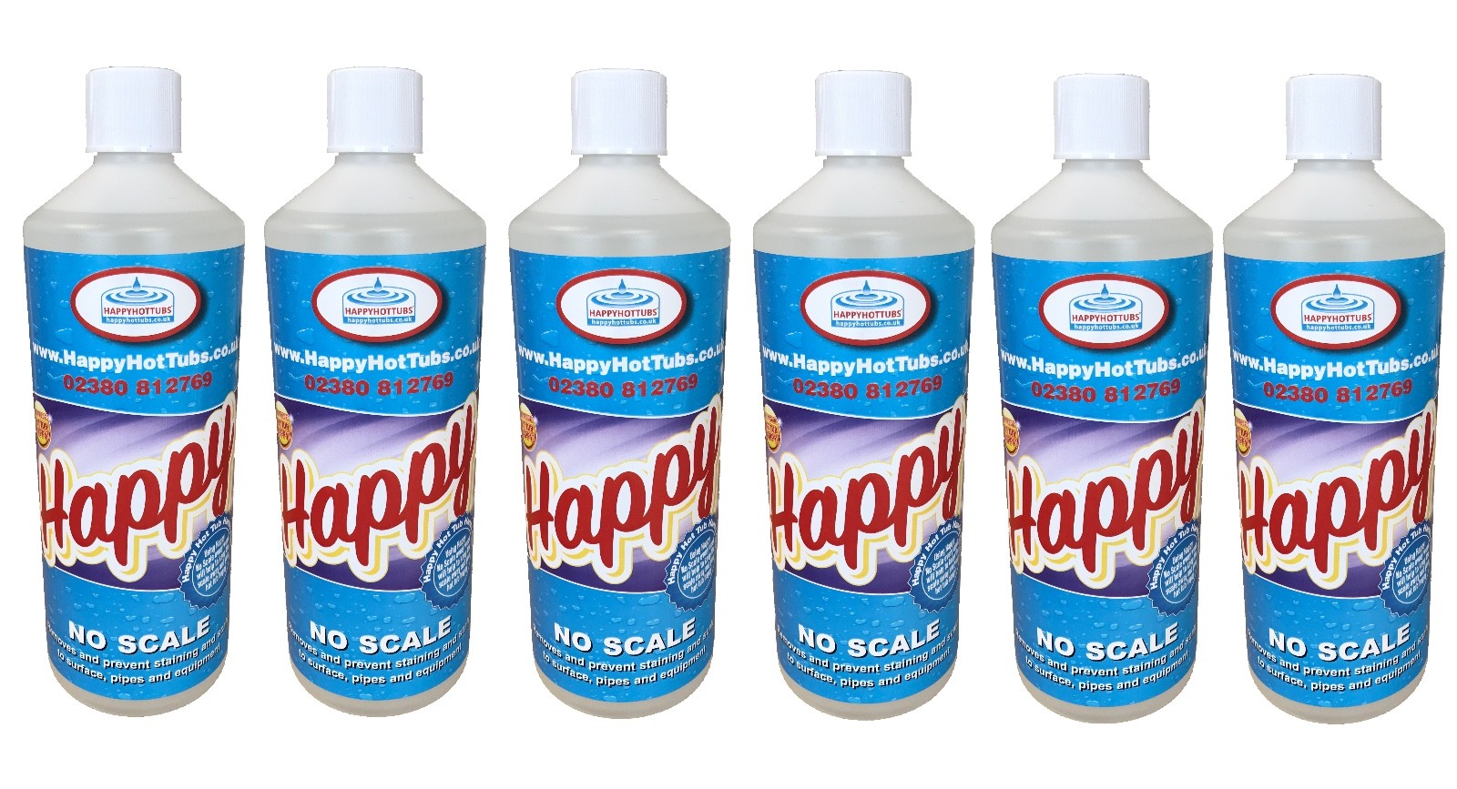 6 x 1L Happy No Scale De-Scaler Hot Tub Descale Away Anti Spas spa - BULK BUY