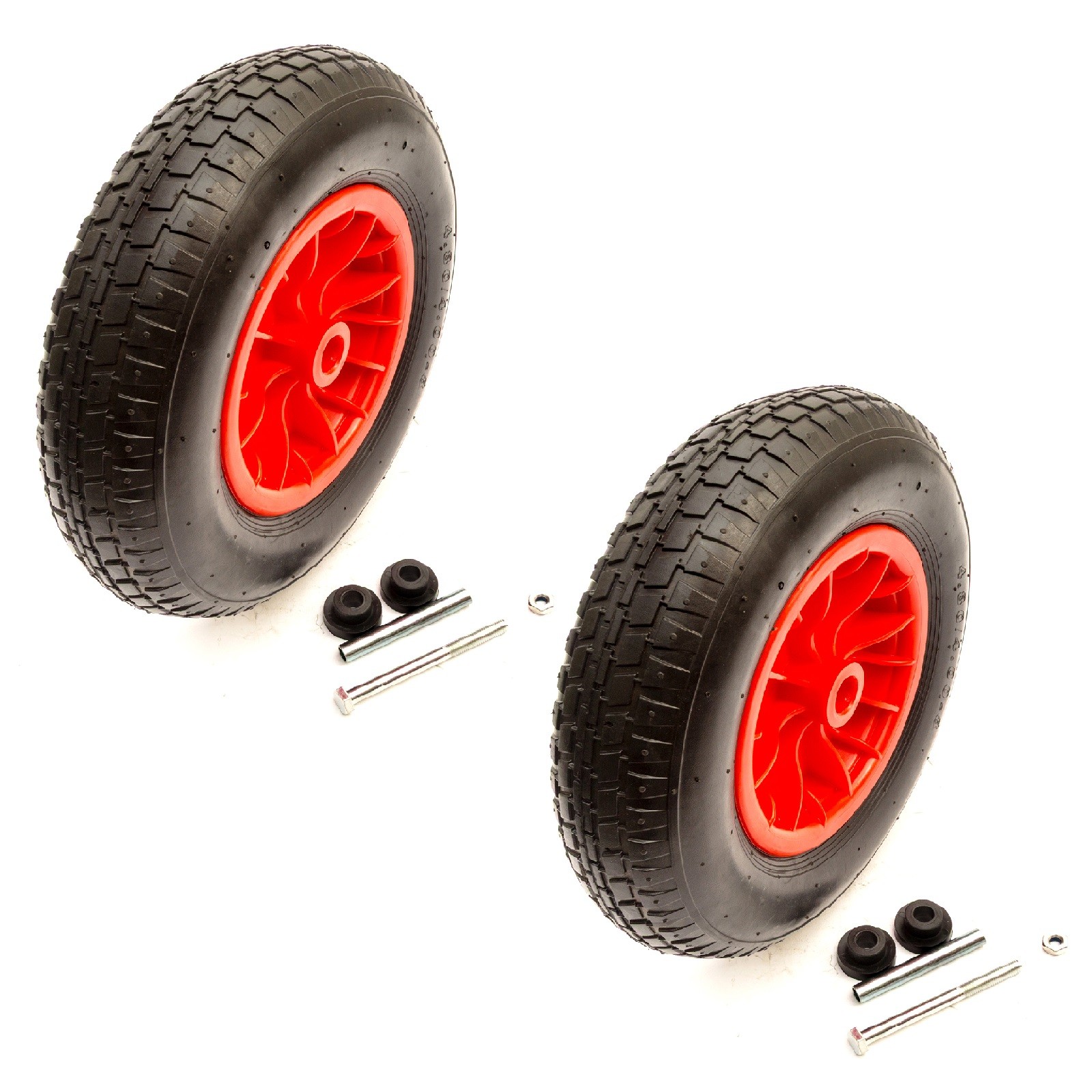 2x Garden Trolley Wheel & Air Tyre 4.80/4.00-8 15 Inch 5" 13mm Axle 95mm Hub
