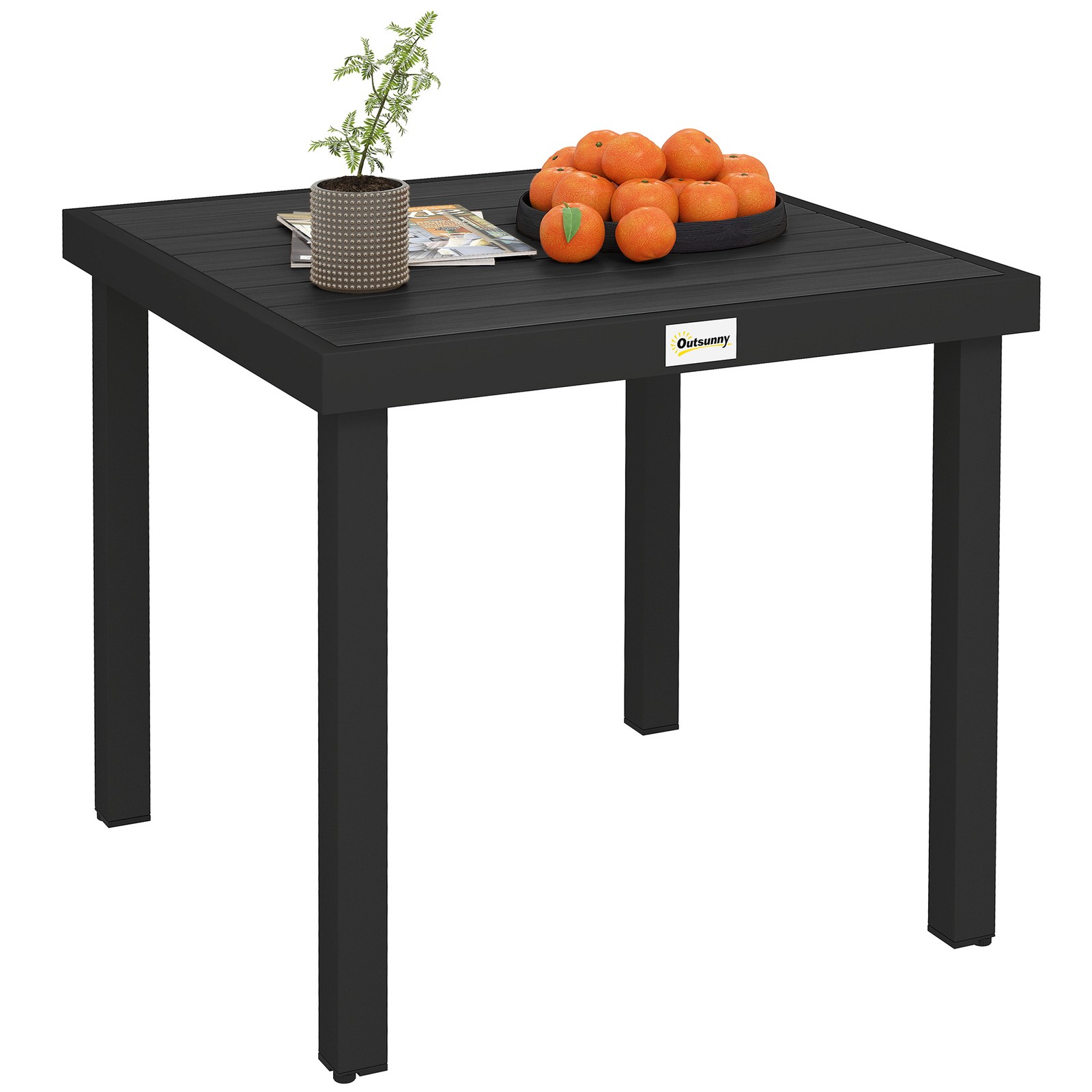 Outsunny 78 cm Garden Dining Table for 4, Square Outdoor Side Table, Black
