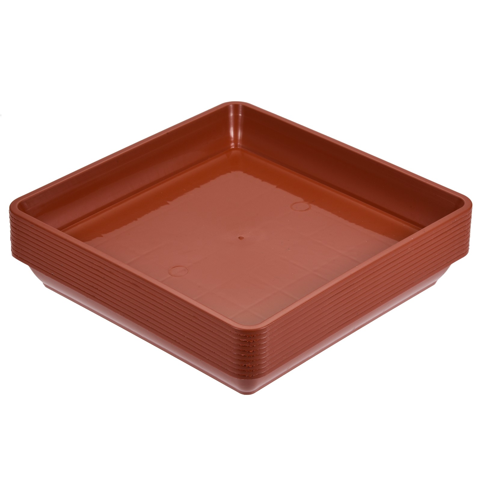 10pcs Plant Pot Saucer 7" Plastic Square Flower Drip Tray Indoor Outdoor, Red