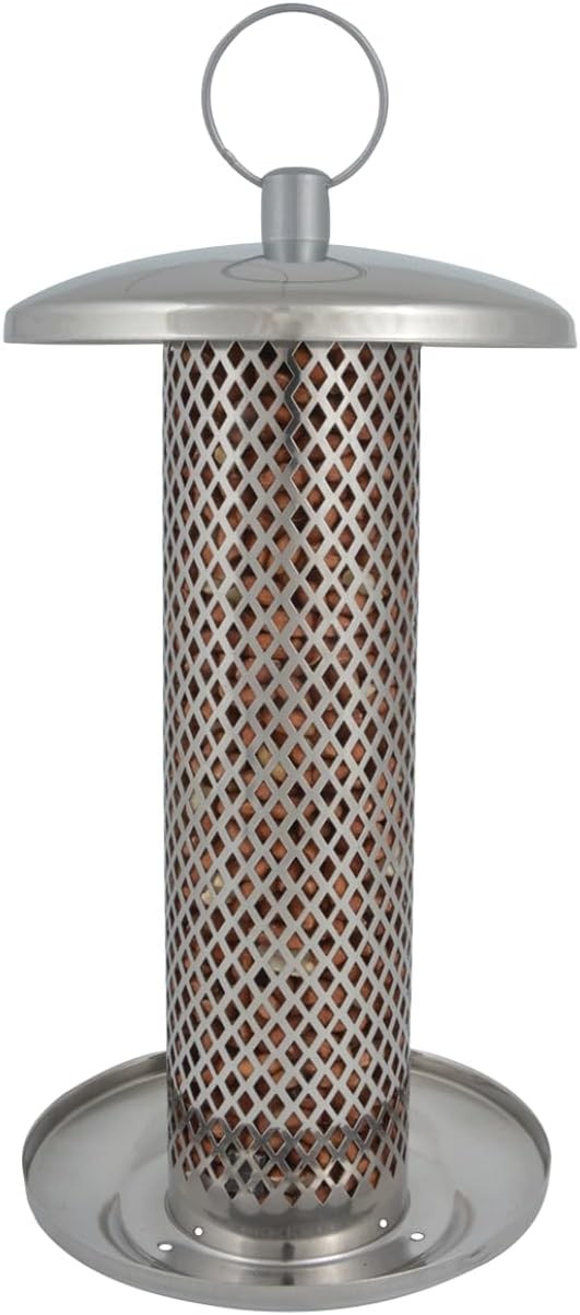 Fallen Fruits Ltd FB394 STAINLESS STEEL NUT FEEDER Bird, Silver, 14.0 cm*14.0 c