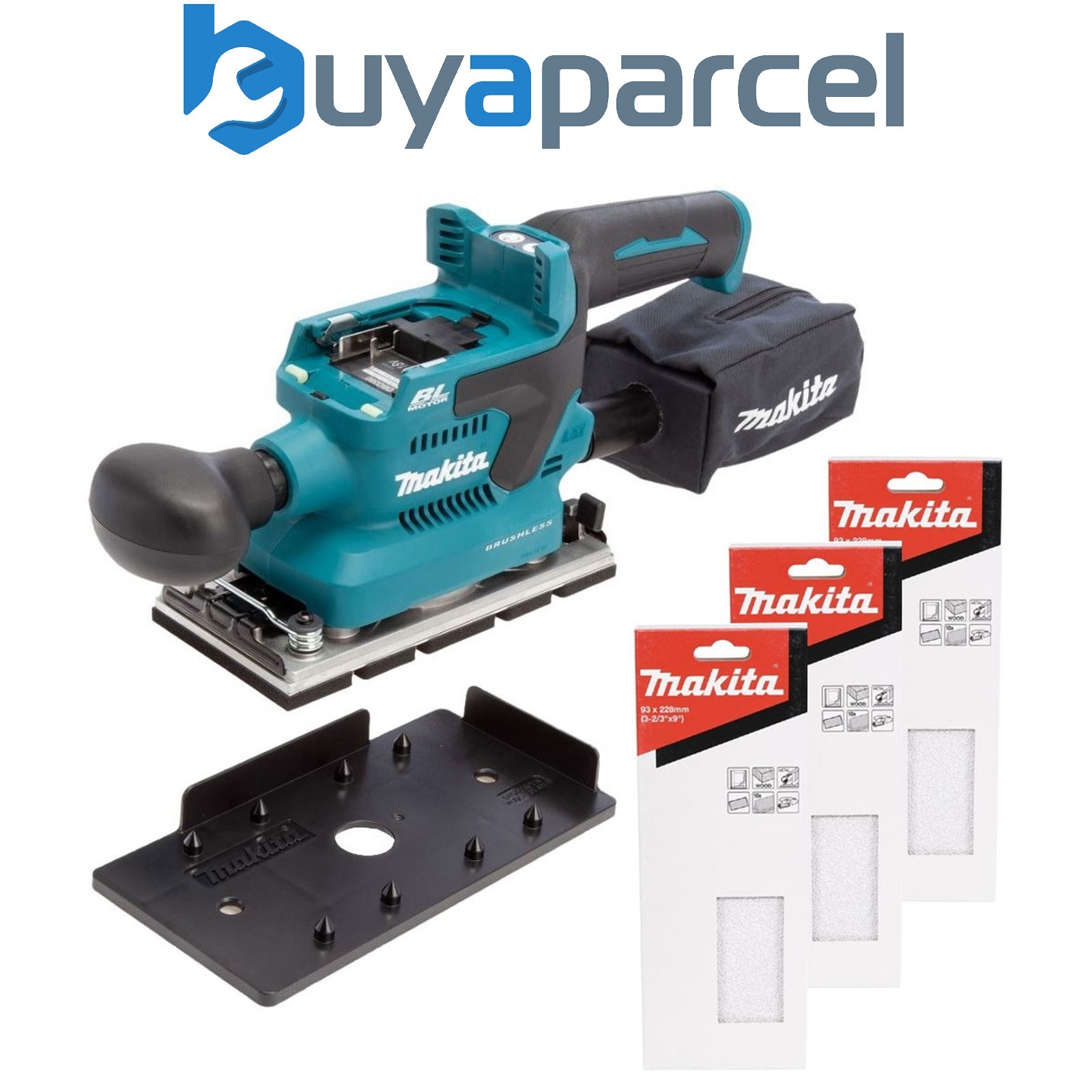 Makita DBO380Z 18v LXT 1/3 Sheet Brushless Finishing Sander Cordless + 30 Sheets