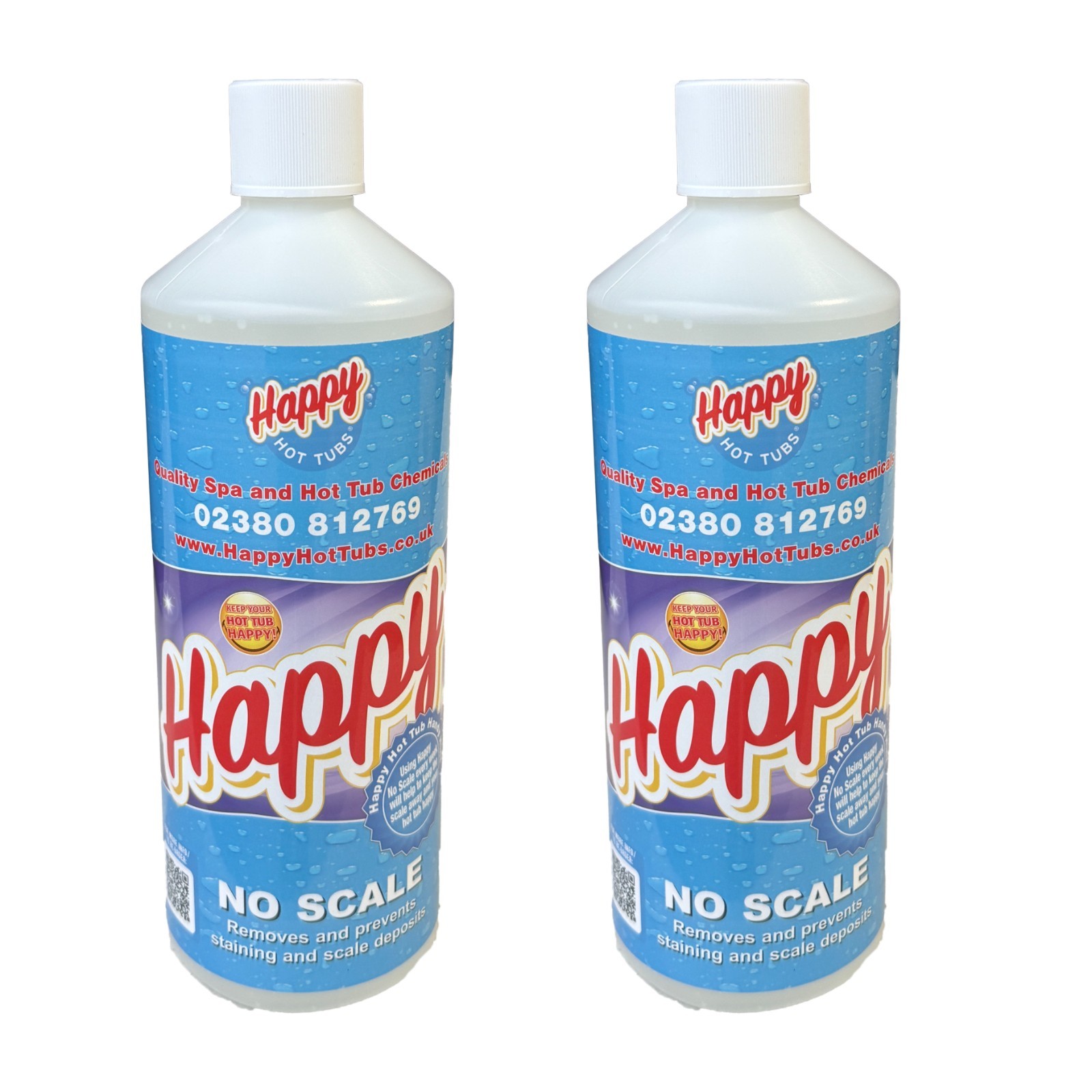 2 x 1 Litre Happy Hot Tub No Scale Inhibitor Limescale Remover Tubs Spas Away