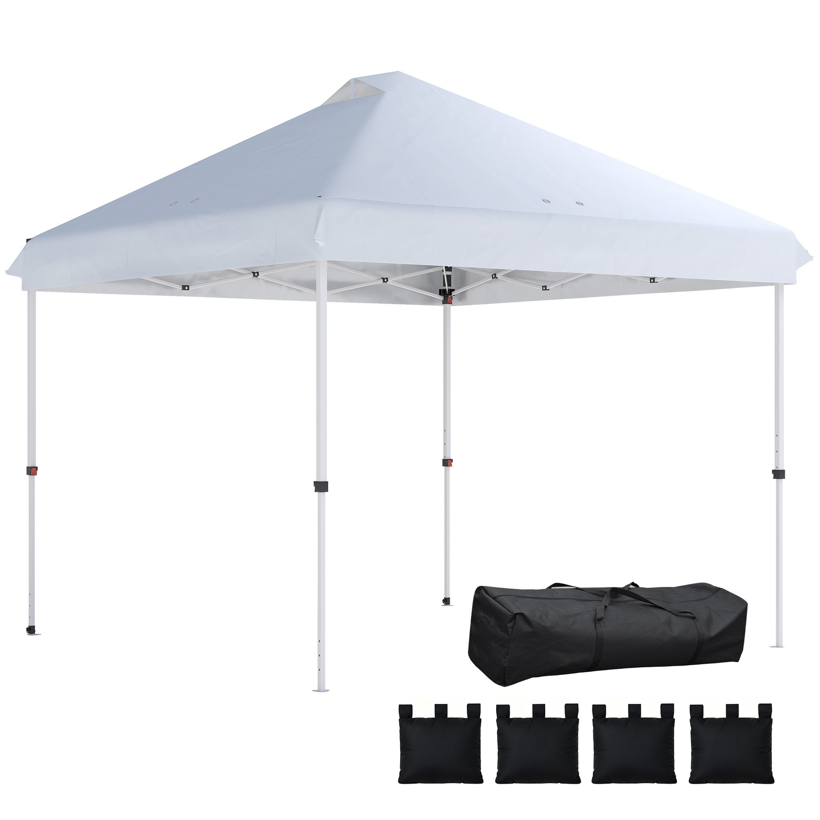 Outsunny 3x3 m Pop Up Gazebo w/ Wheels, One-Touch Party Tent, White