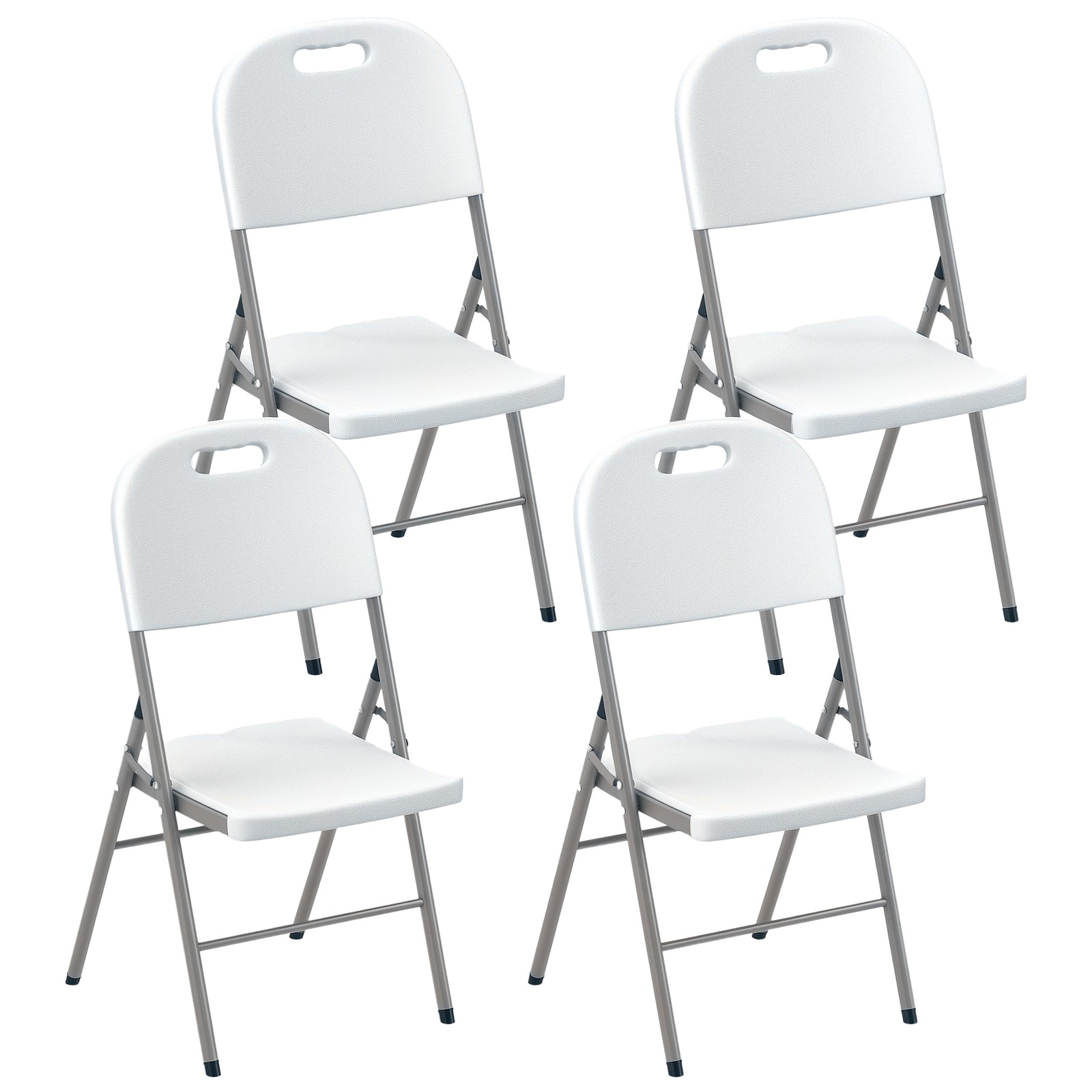 Outsunny 4PCS Folding Chair with Steel Frame, Garden Chair Set, White