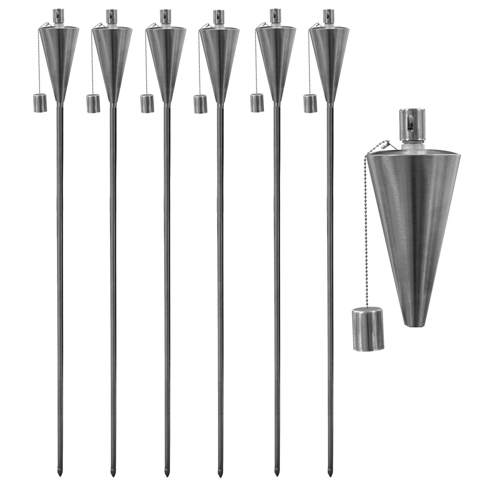 Garden Fire Torch Oil Paraffin Flame Lanterns - 146cm Triangle Design x6