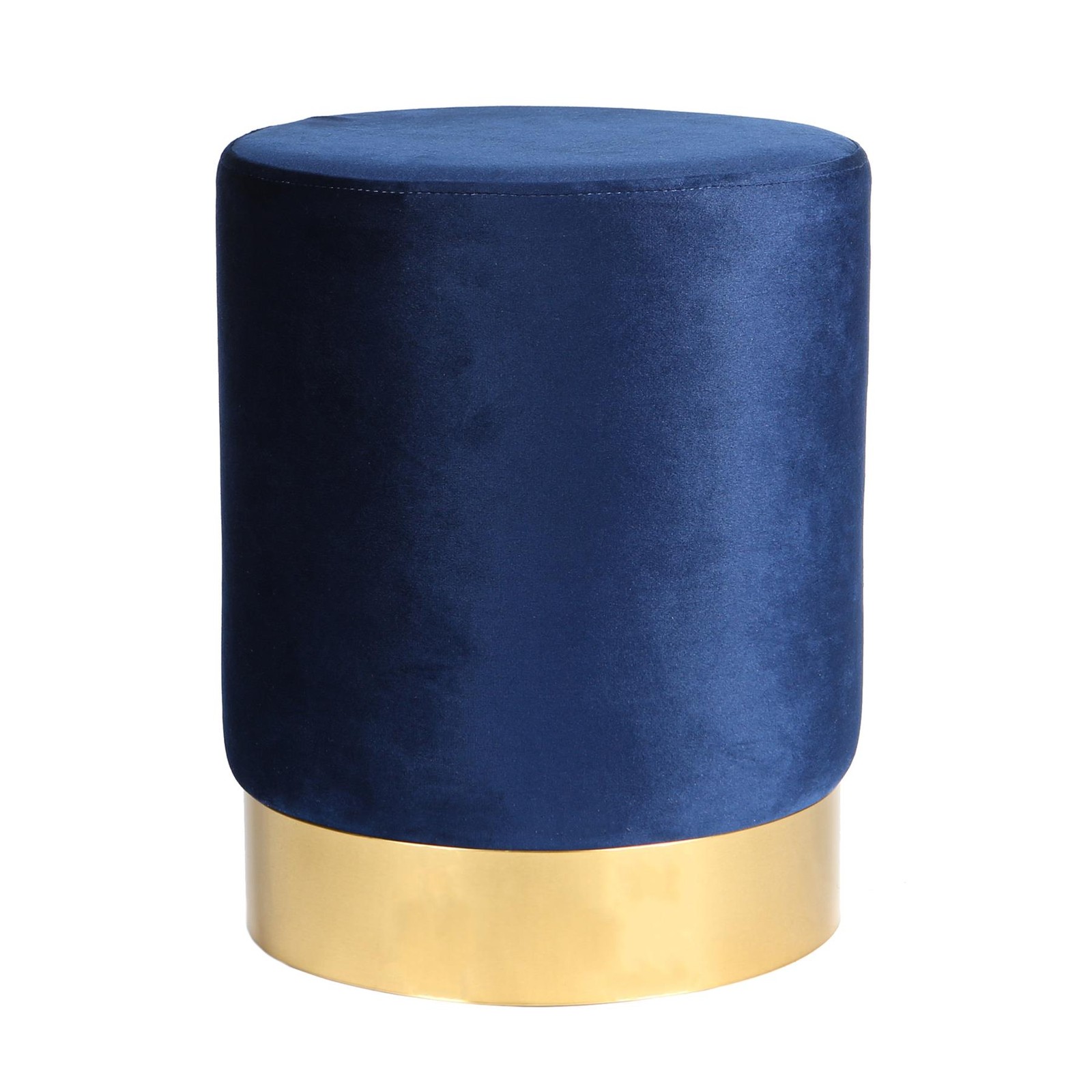 Round Velvet Pouffe Bedroom Dressing Table Accent Footstool 29 x 36cm Blue