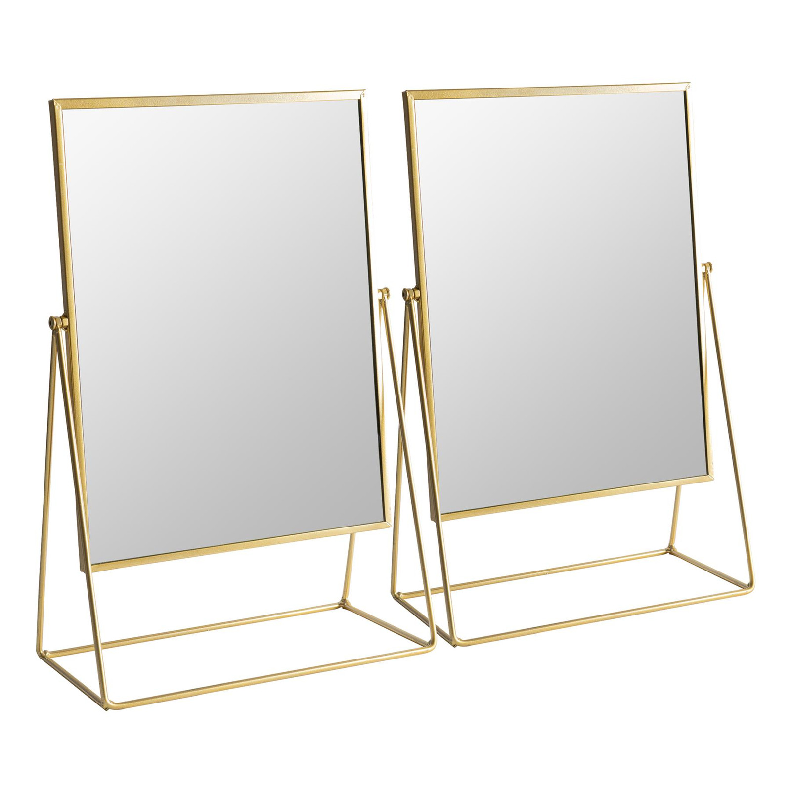 2x 32 x 50cm Rectangle Makeup Mirrors Free Standing Dressing Table Vanity Gold