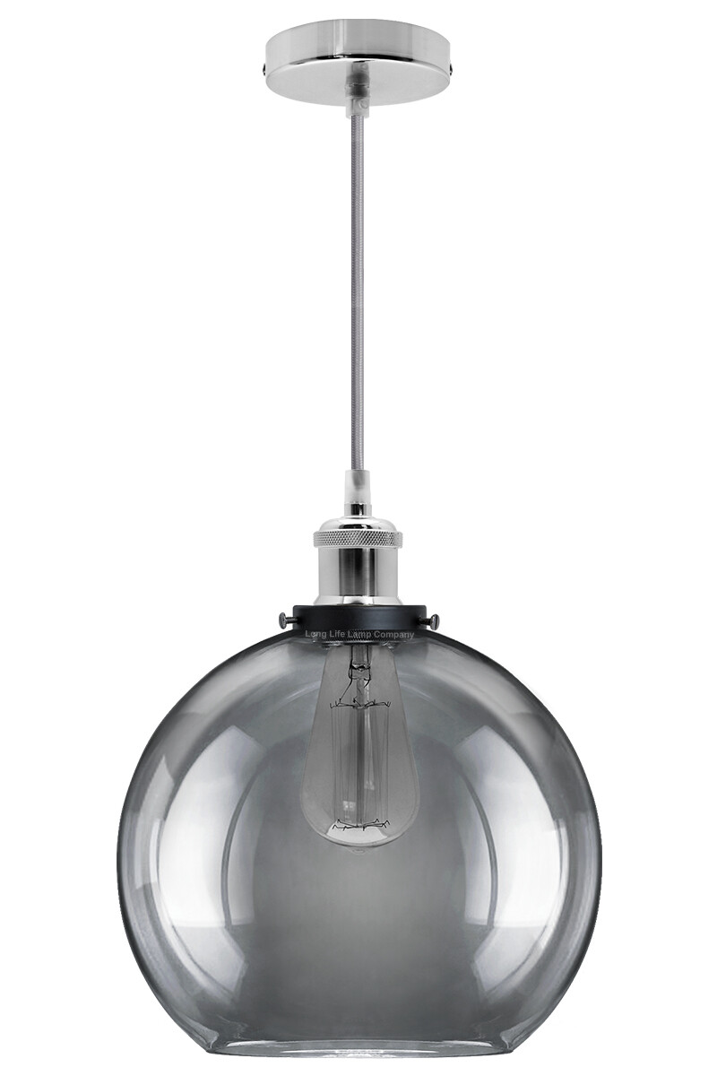 Vintage Smoked Glass Shade Chandelier Pendant Ceiling Home Pub Diner Light M0097