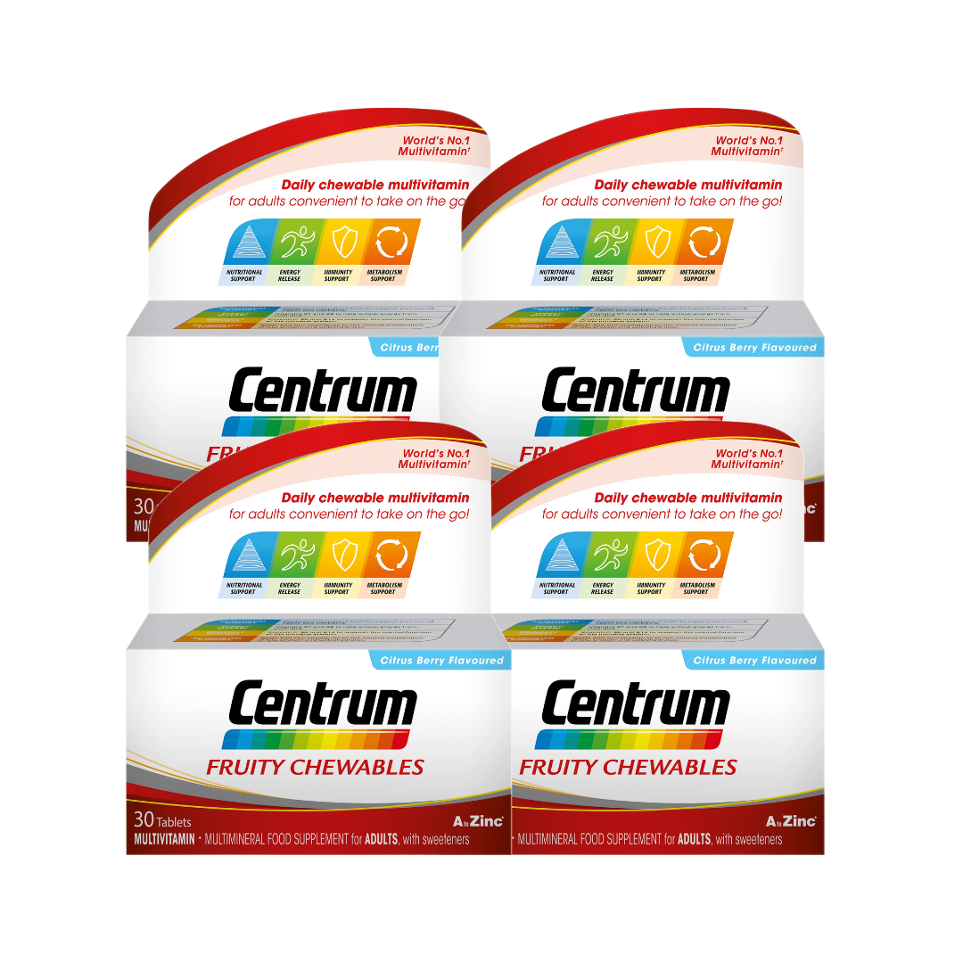 Centrum Multivitamin Fruity Chewables 30 Pack x 4 Delicious Chewable Vitamins