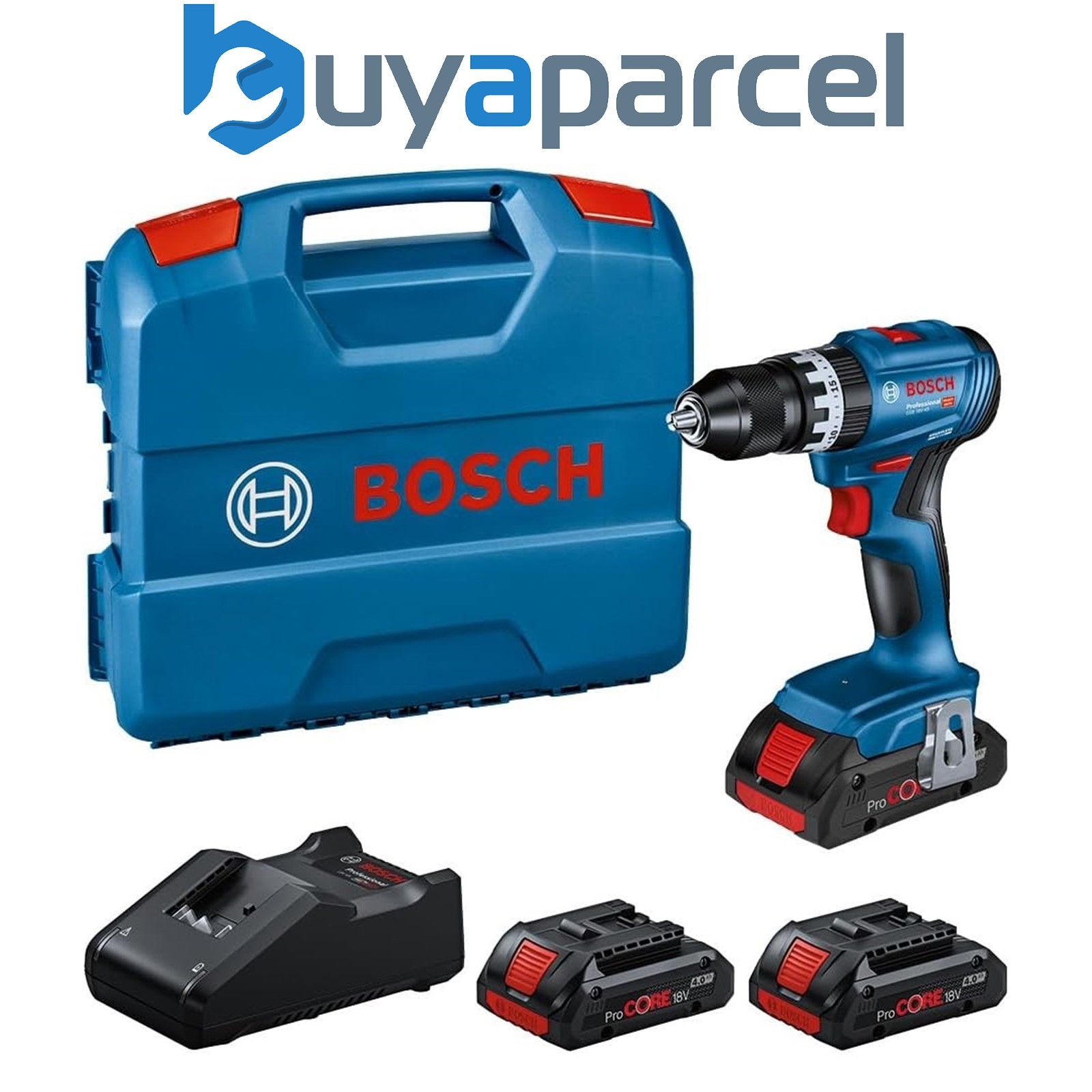 Bosch 18v GSB 18V-45 Brushless Combi Hammer Drill 3 x 4.0ah ProCORE Batteries