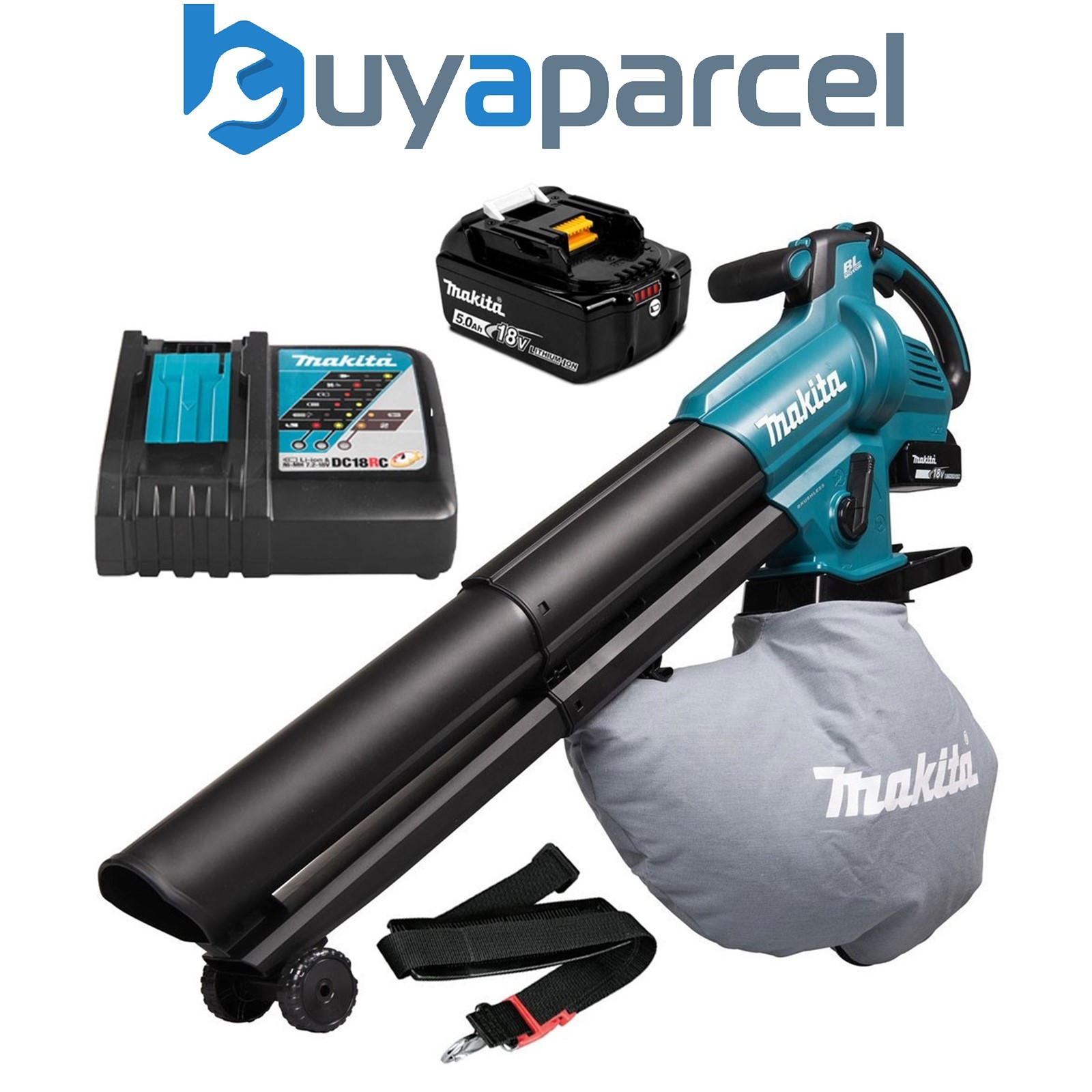 Makita DUB187T002 18V LXT Brushless Cordless Garden Leaf Blower Vacuum + 5ah