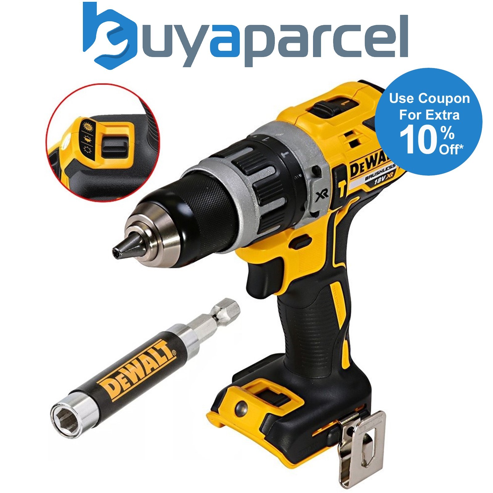 Dewalt DCD796N 18v XR Li-Ion Brushless Compact Combi Hammer Drill + Bit Holder