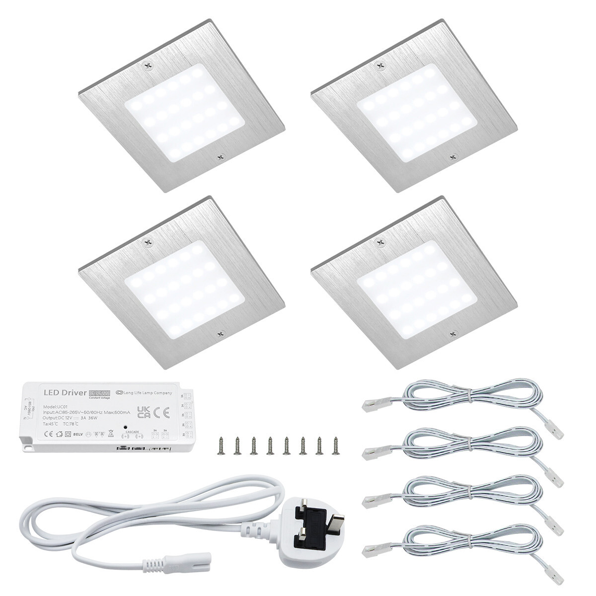 20W LED Under Cabinet Kitchen Shelf Light Slim Square Metal Cool White UC03