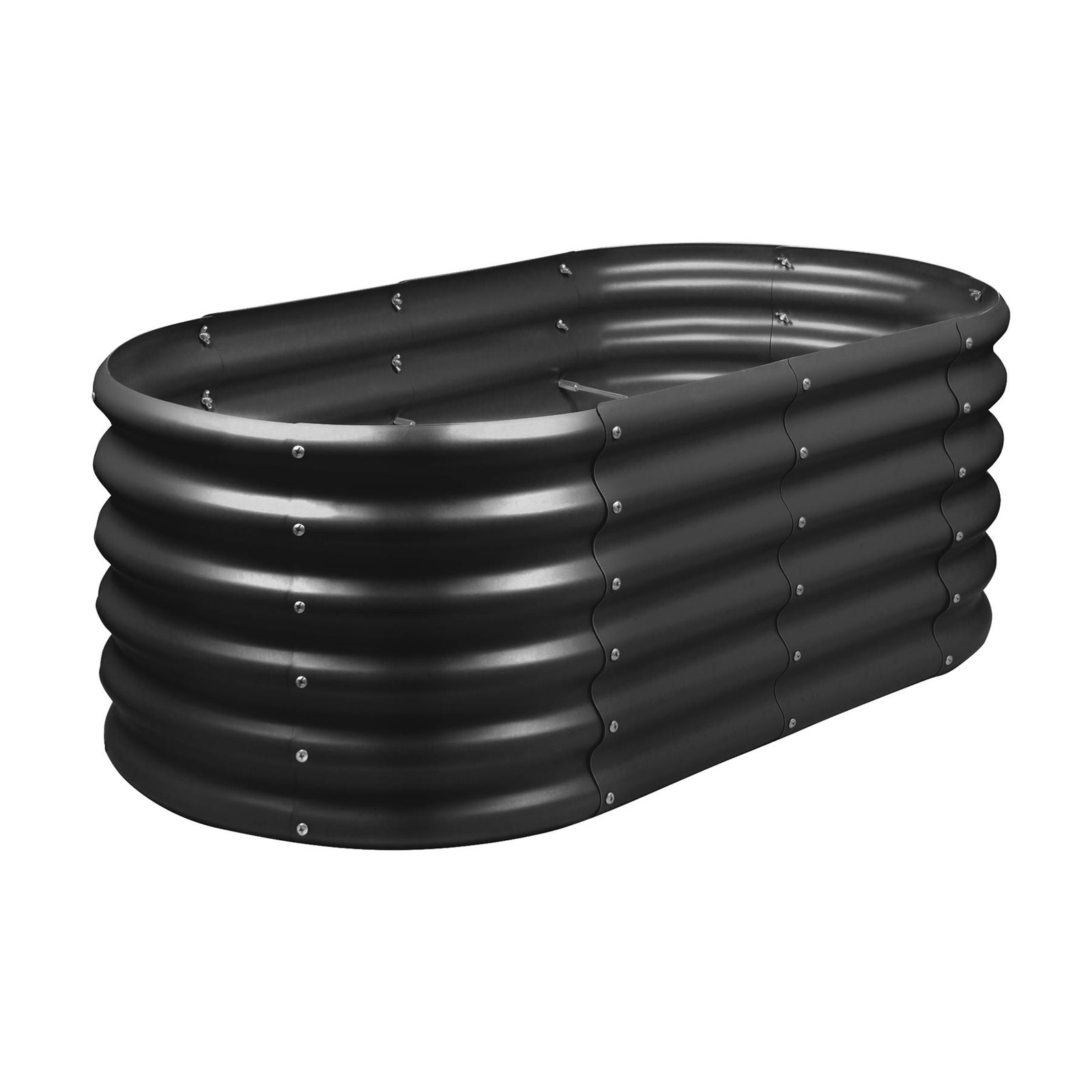 1x Rounded Raised Garden Bed 120cm x 60cm x 45cm Anthracite Galvanised Steel