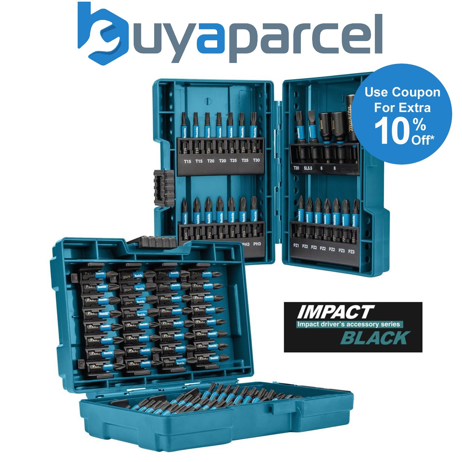 Makita E-03109 90 Piece Black Impact Torsion Screwdriver Bit Set High Durability