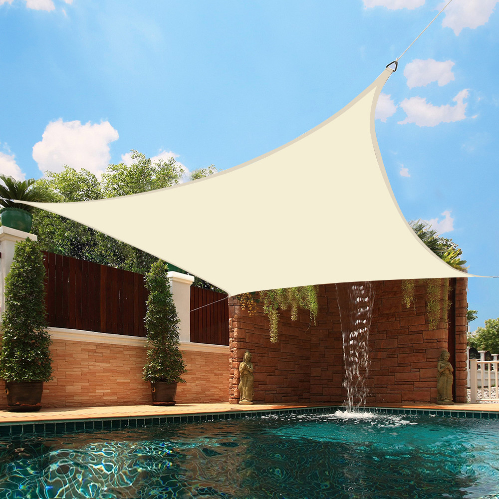 3m Sun Shade Sail Garden Patio Awning Canopy 98% UV Block Square Cream New