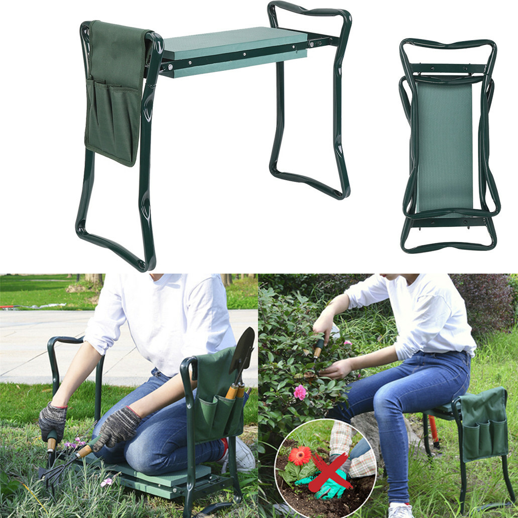 Multi Purpose Garden Kneeler Pad Foam Seat Stool Knee Protector with Tools Bag