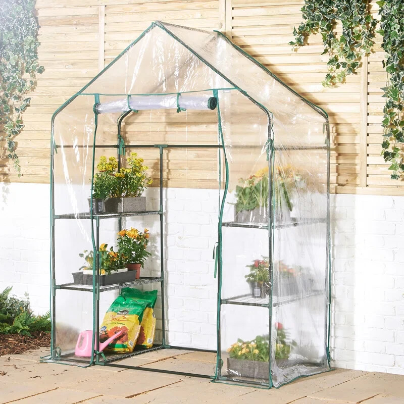Large Walk In Greenhouse Garden Portable Double Shelves Frame Grow House 1.9m