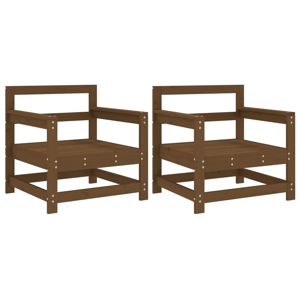 Garden Chairs Outdoor Chair Armchair 2 pcs Honey Brown Solid Wood Pine vidaXL