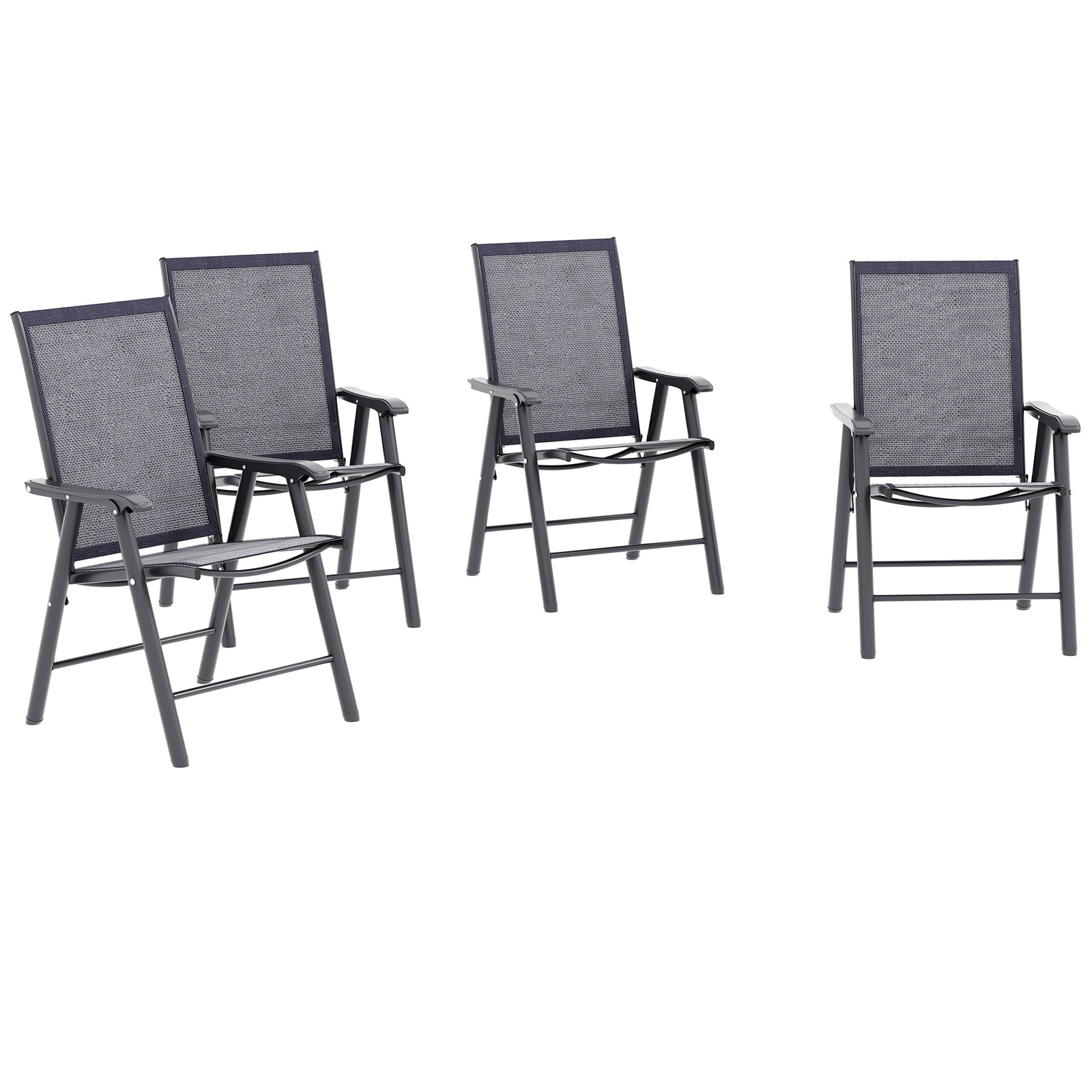 Outsunny 4-PCS Garden Armchairs Outdoor Patio Folding Furniture Grey
