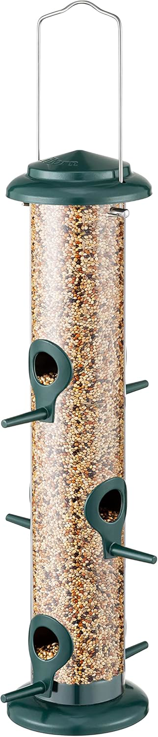 IBorn Metal Bird Feeders 6 Ports Hanging Wild Bird Seed Feeder for Mix Seed Seed