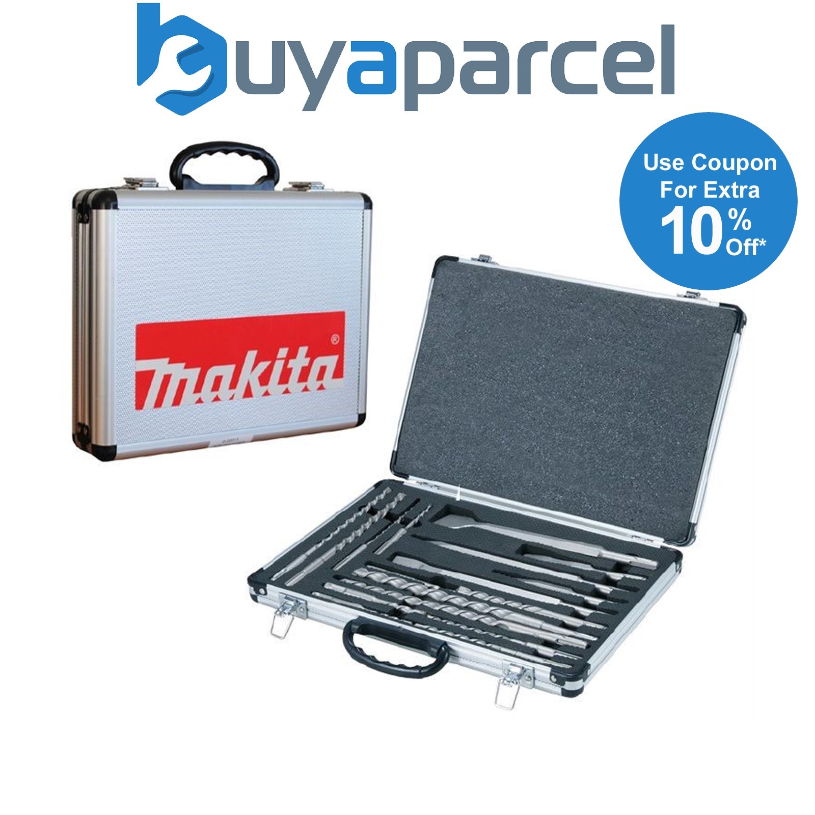 Makita D-21200 17 Piece SDS Plus Drill + Bullet Cold Flat Chisel Set Metal Case