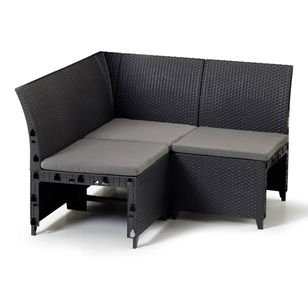 Keter Garden Corner Element Rosalie Graphite Outdoor Patio Sofa Seating vidaXL
