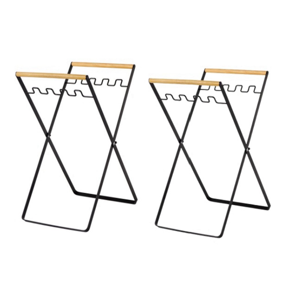 Trash Bag Holder with Wood Handle Portable Kitchen Garbage Sorting Rack7637