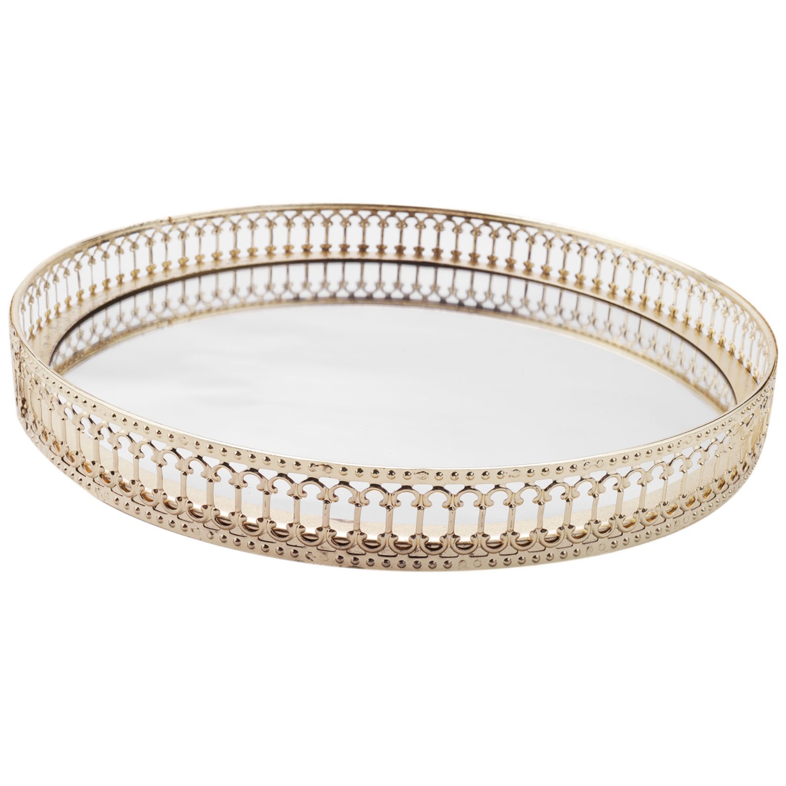 Golden Iron Jewelry Storage Tray Glass Makeup Manager Desktop Dessert3634