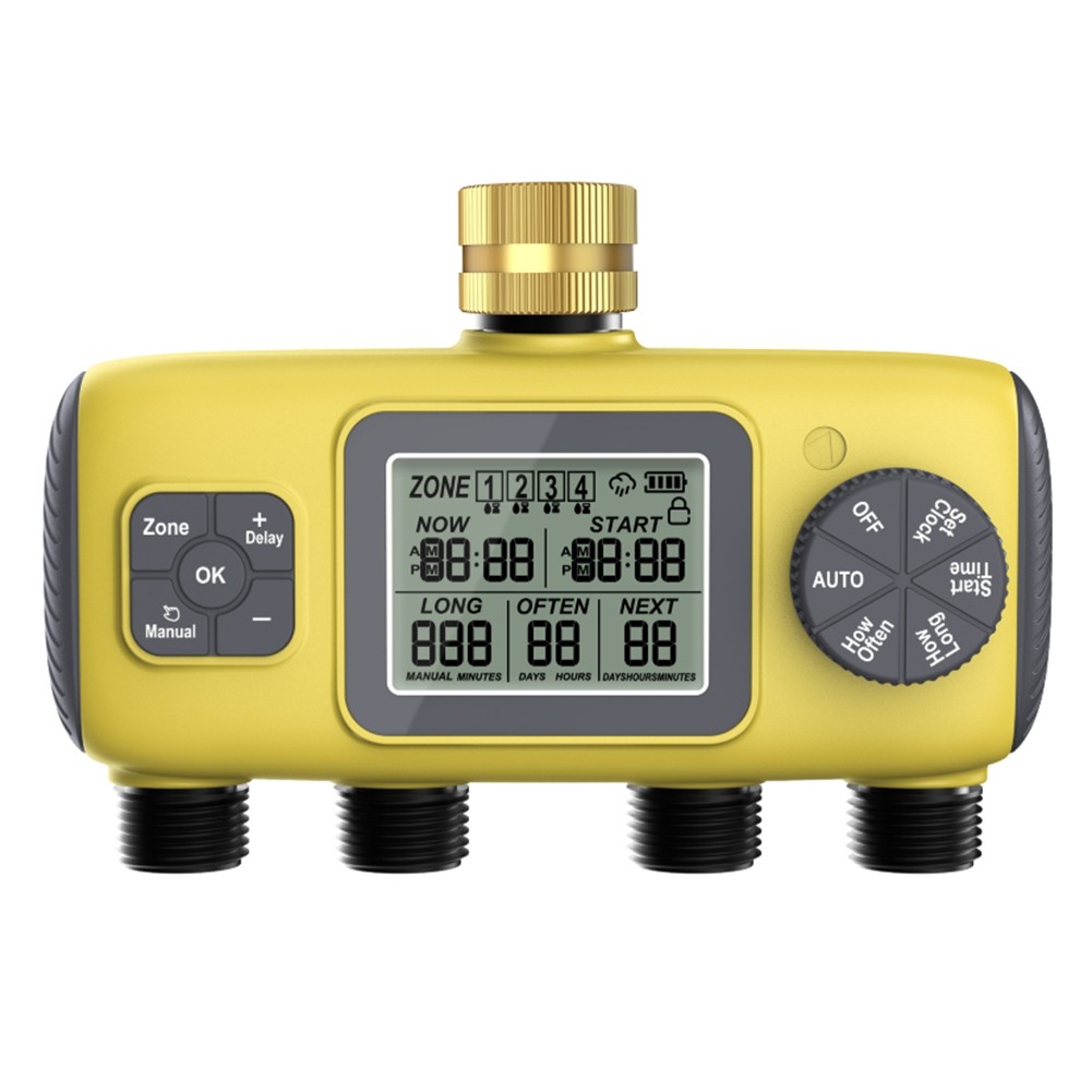Automatic 4-Way Garden Irrigation Timer Watering Control, Threaded for BSP8960