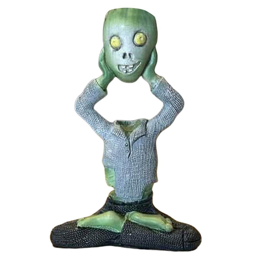 2X(Meditating Skeleton Flower Pot Skull Plants Pot Halloween Decorative9456