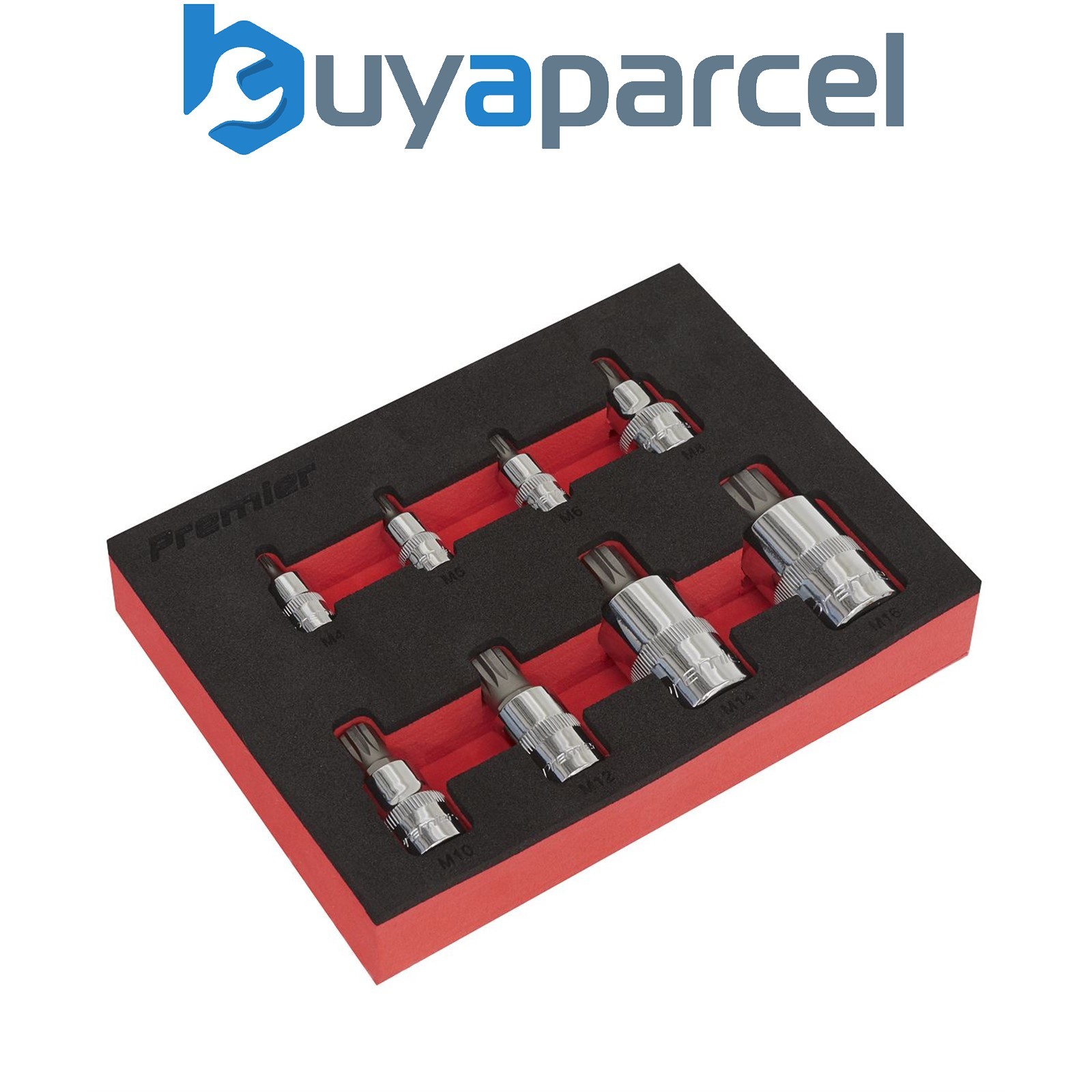 Sealey AK6241 Premier Spline Socket Bit Set1/4", 3/8" & 1/2"Sq Drive 8pc