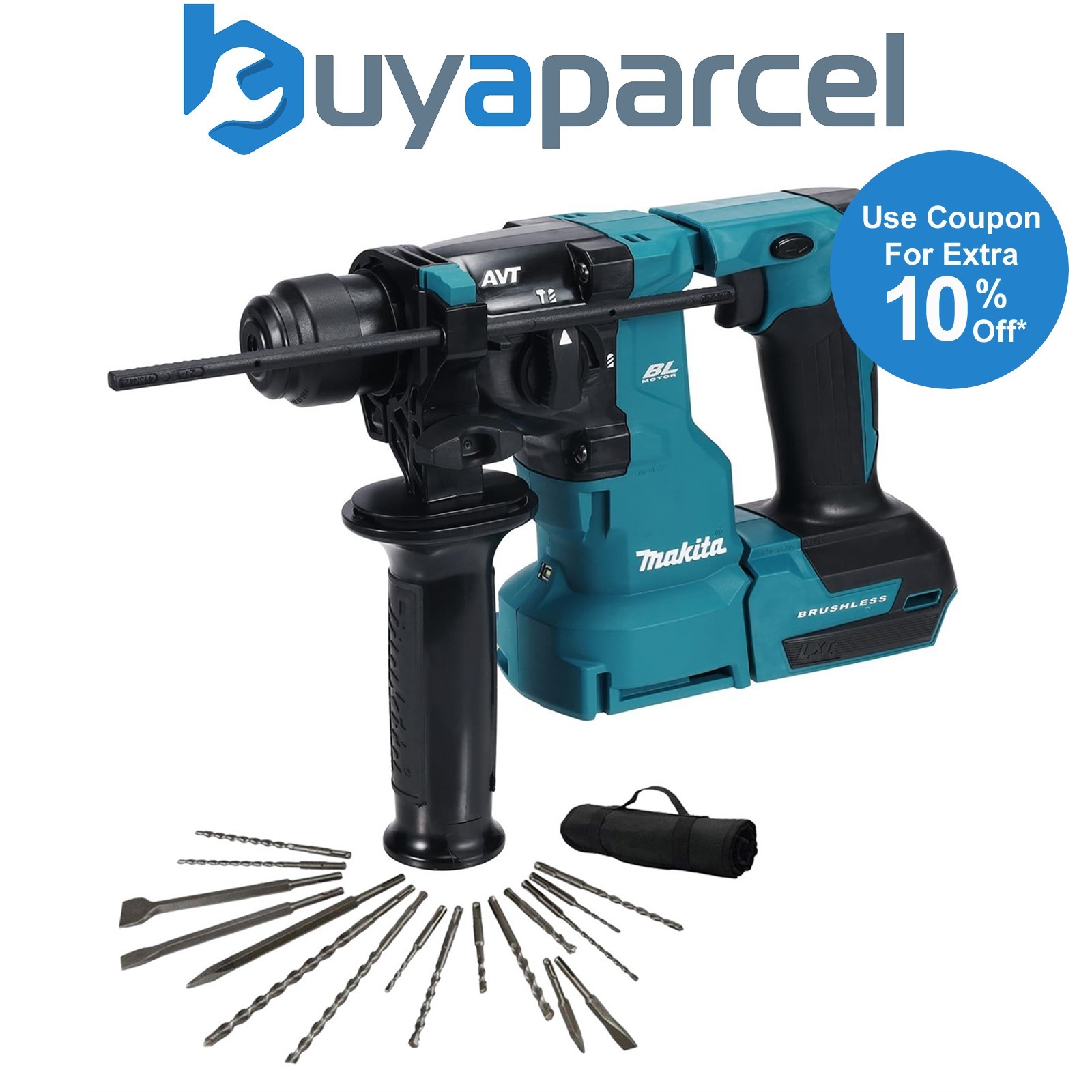 Makita DHR183Z 18V LXT Brushless SDS Rotary Hammer Drill 18mm + 17PC SDS Bits