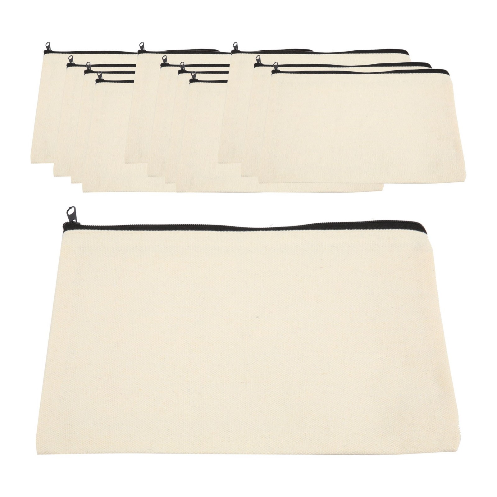3X(12 Pack Canvas Zipper Bags, Blank DIY Craft Pouches for Travel Makeup5764