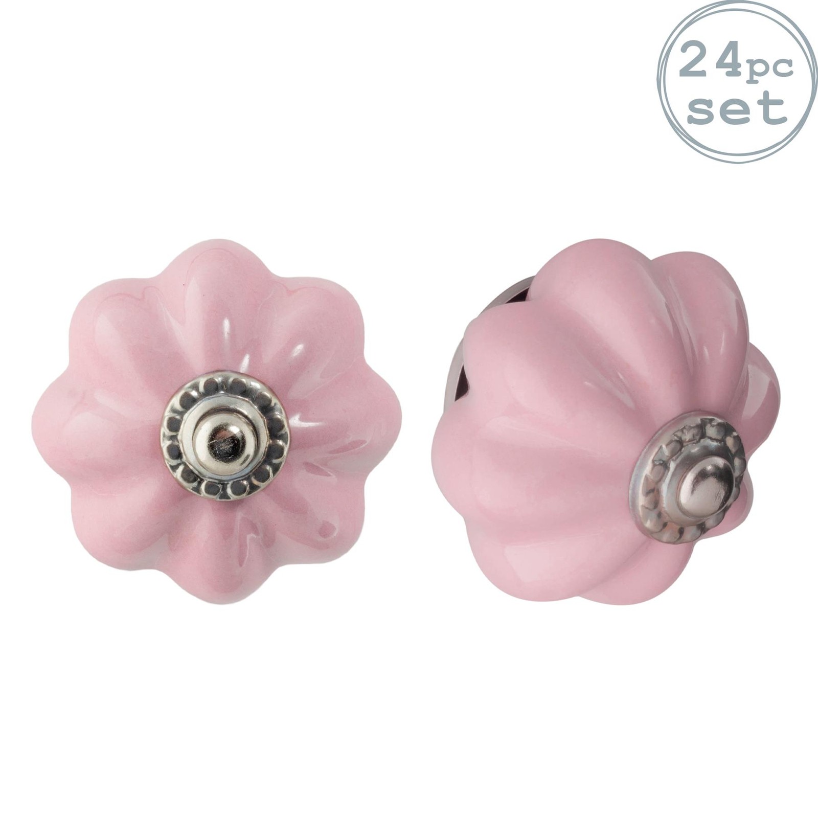 24x Floral Ceramic Cabinet Knobs Vintage Cupboard Door Drawer Handles Pink