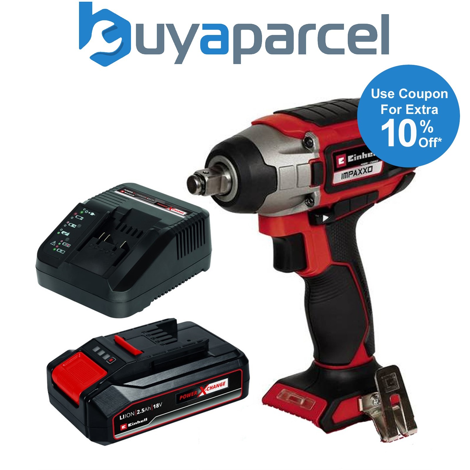 Einhell 18v Power X-Change Cordless Impact Wrench 1/2" 230Nm IMPAXXO + 2.5Ah Kit