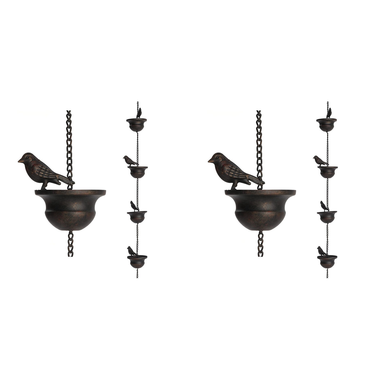 2X Rain Chains for Gutters Mobile Birds on Cups Rain Chimes 7.8Ft Rain8432