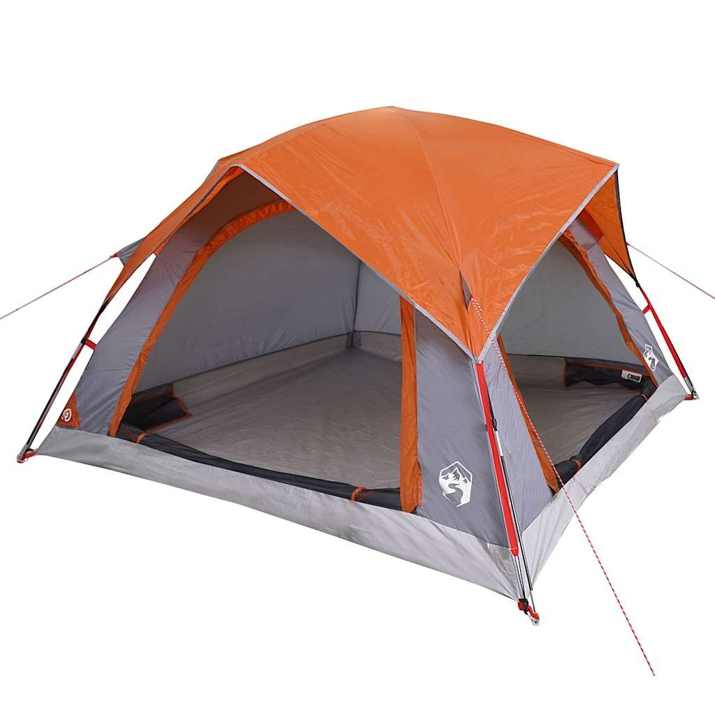 Camping Tent Cabin 4-Person Lightweight Grey and Orange Waterproof vidaXL