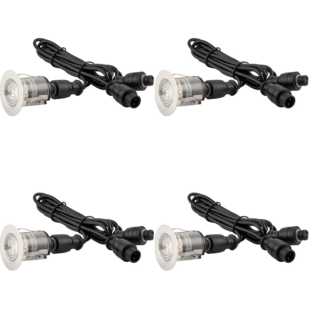 4 PACK Single Recessed 35mm Decking Light Module - 0.65W CCT LED - Steel