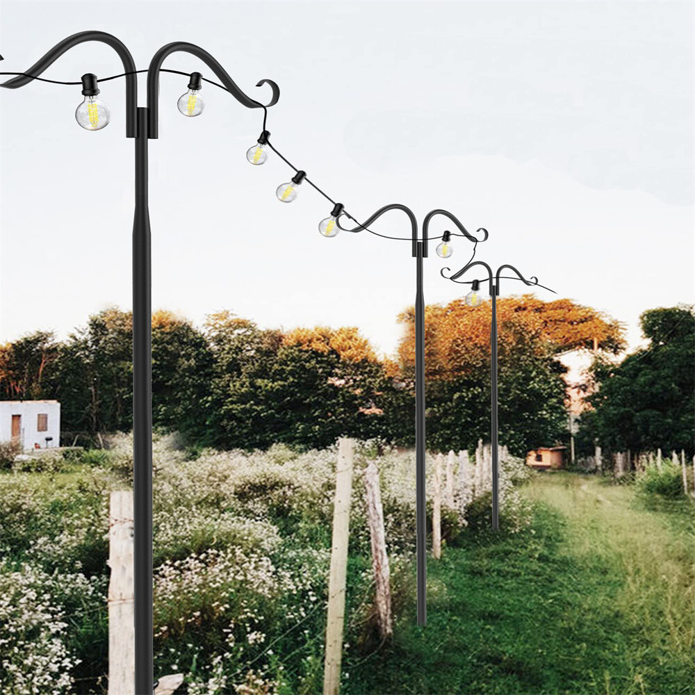 2X Heavy Duty Shepherd Hook High Adjustable Flowerpot Lamp Hanging Stand Outdoor