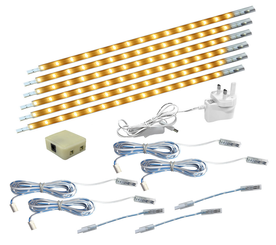 6 x LED Under Cabinet Light Kitchen Cupboard Striplights 300mm WARM WHITE
