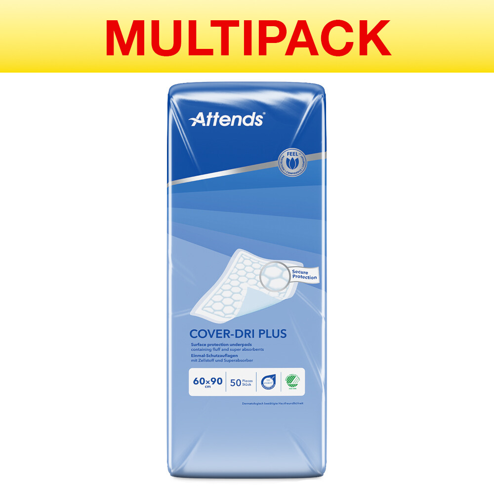 Attends Cover-Dri Plus Bed Pads - 60 x 90 cm - 2 Packs of 50 Disposable Sheets