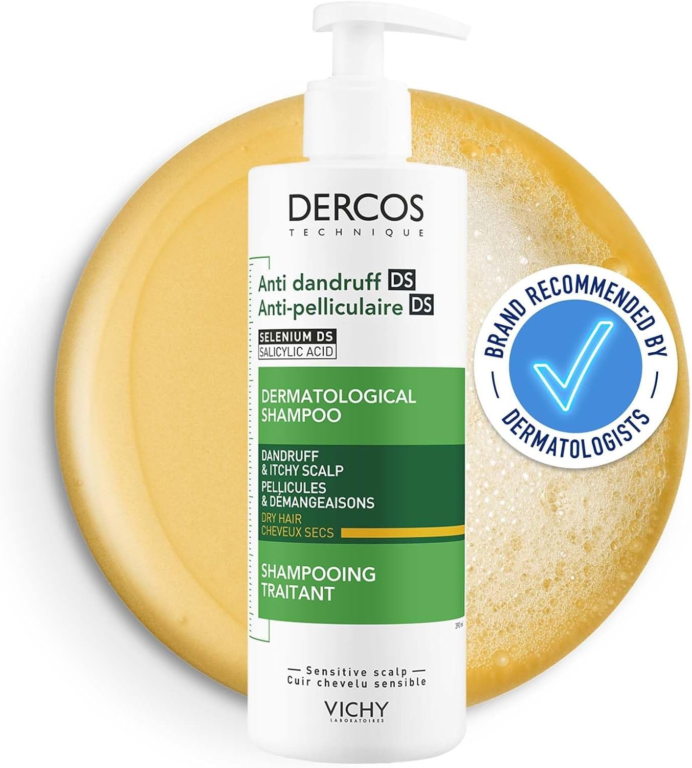 Vichy Dercos Anti-Dandruff and Anti-Itch Shampoo for Dry Hair and Scalp 390ml