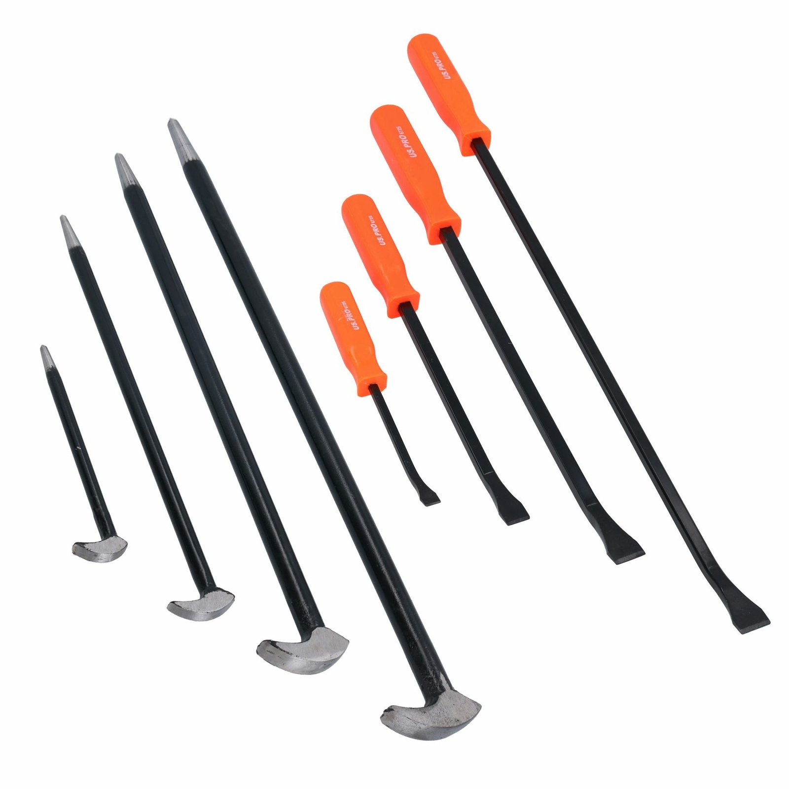 8pc Pry Bar Heel Toe Crow Bar Remover Removal Wrecking Knuckle Aligning Set