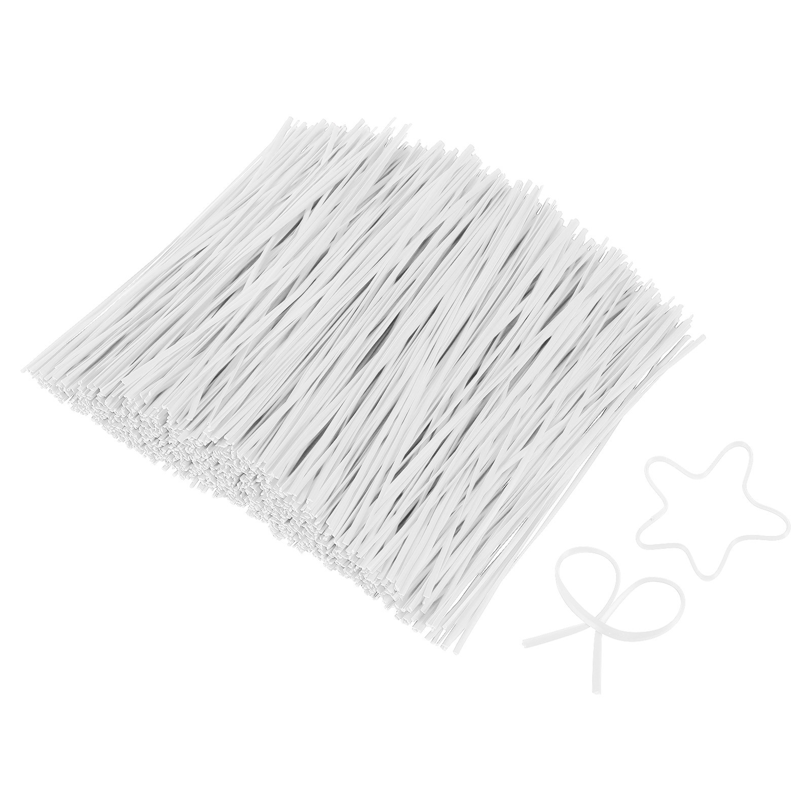 6 Inch Twist Ties, Metallic Twist Tie, 1200 Pack, White