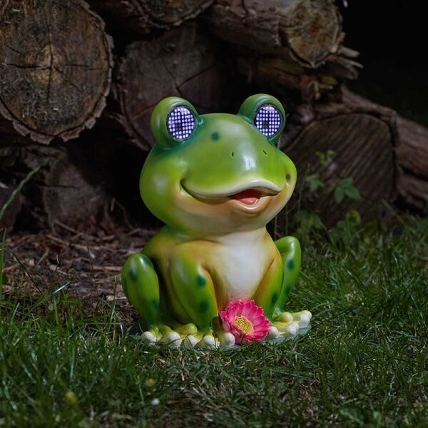 Solar Frog Garden Ornament Outdoor LED Light Path Lighting Fun Blinking Effect