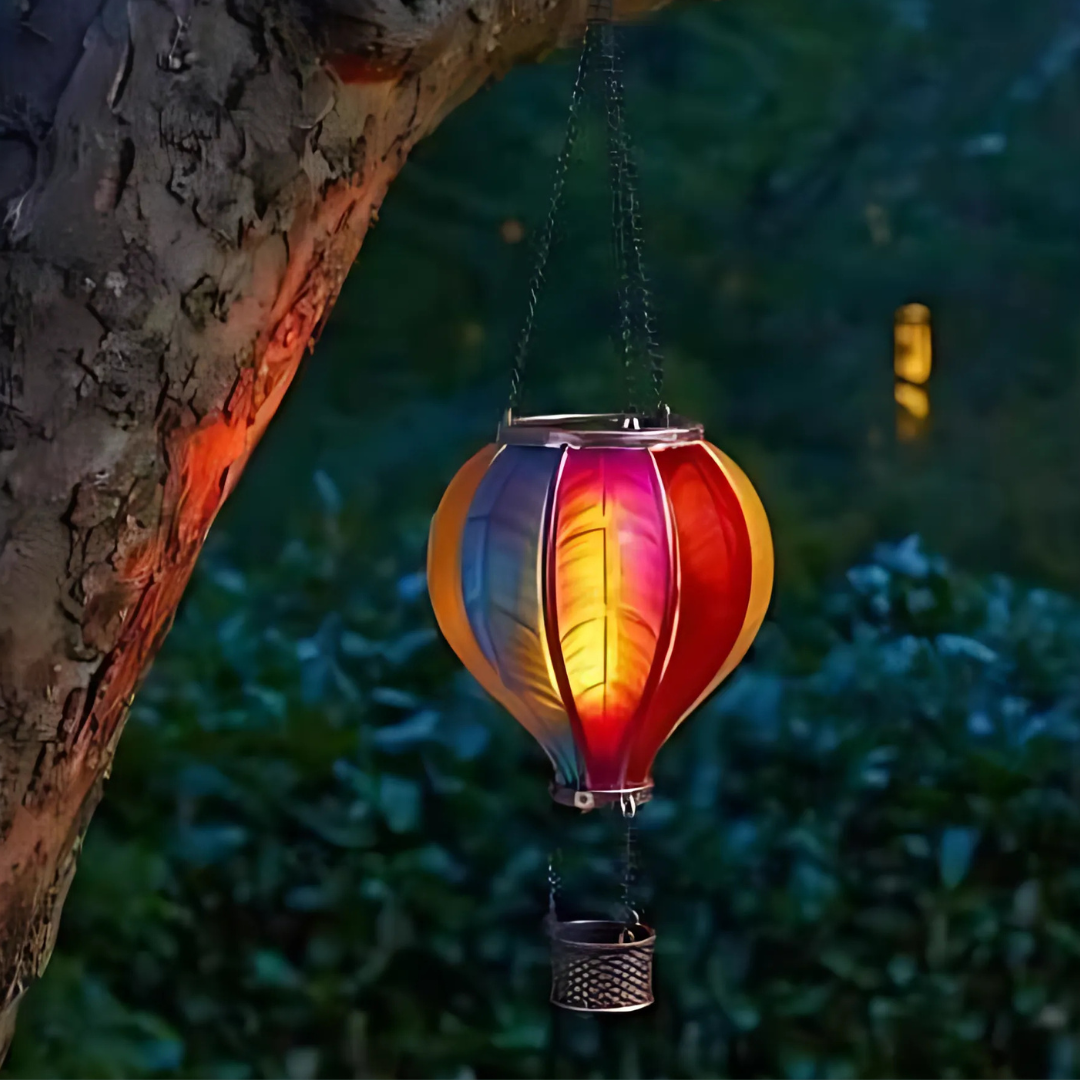 Solar Hanging Lantern Light Hot Air Balloon LED Rainbow Flame Effect Garden XL