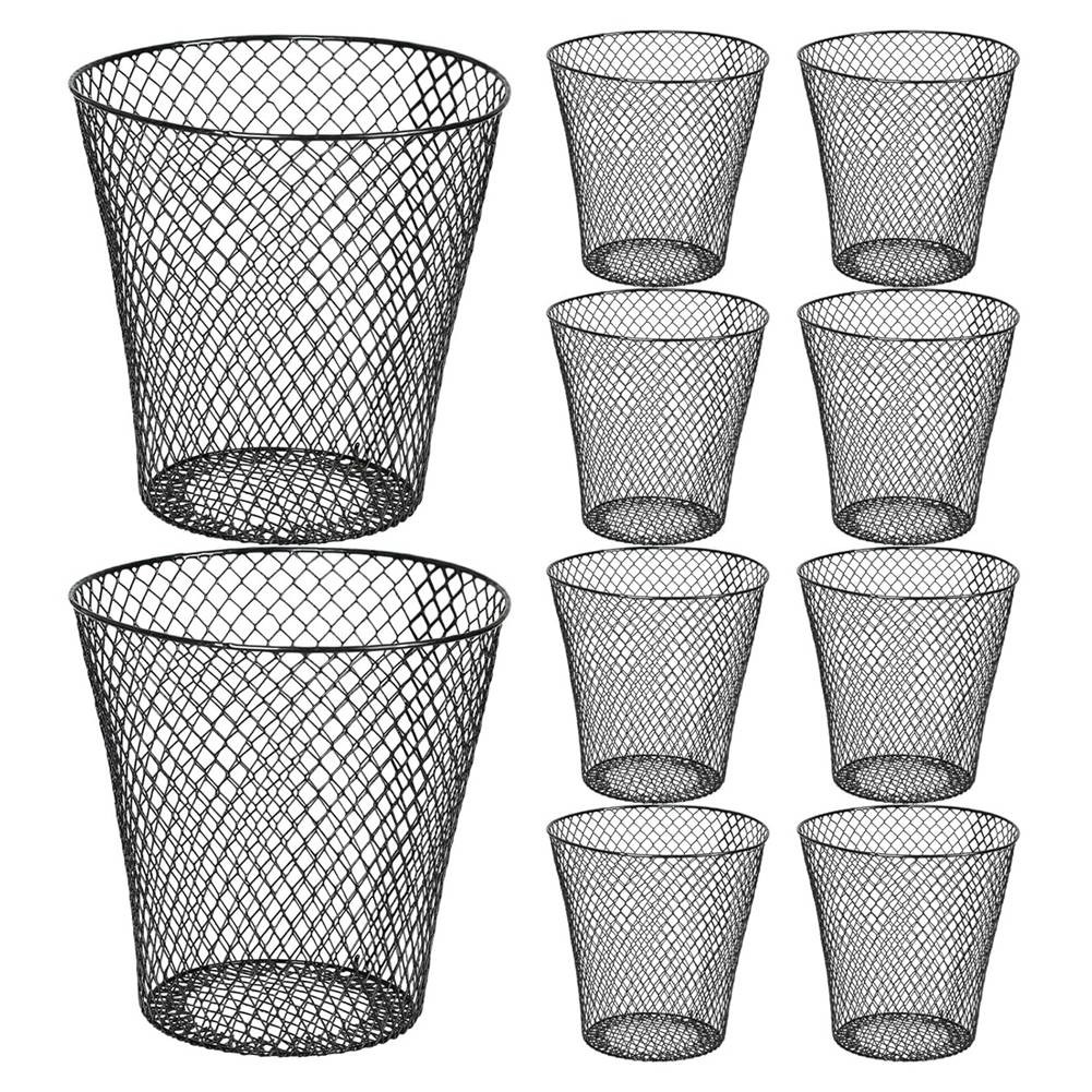 Round Wastepaper Basket, Wire Mesh Desk Metal Trash Can Recycling Trash Can4996